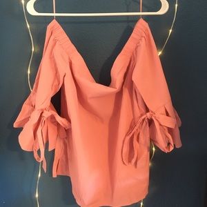 Off shoulder pink top